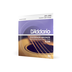 Corde D’Addario EJ26 per chitarra acustica in bronzo fosforoso, Custom Light, 11-52